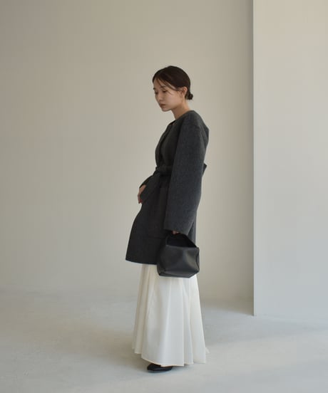 Wool Nocollar Midi Coat ⅽ1911-35