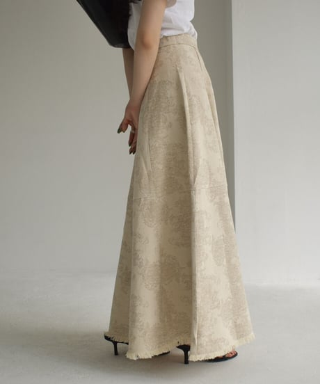 Cottonlinen Jacquard Flare Skirt【セットアップ着用可能】 bo2000-91
