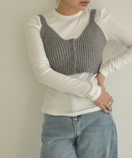 Button Design Knit Bustier t1911-230