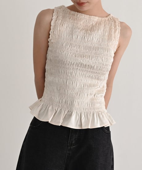 Shirring Nosleeve Tops t1911-557