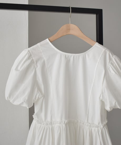 Front Ribbon Puffsleeve Blouse t1911-359
