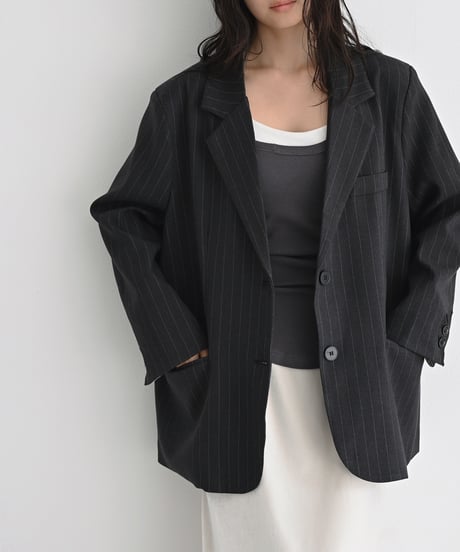 Over Size Stripe Jacket (Dark gray）t1911-517