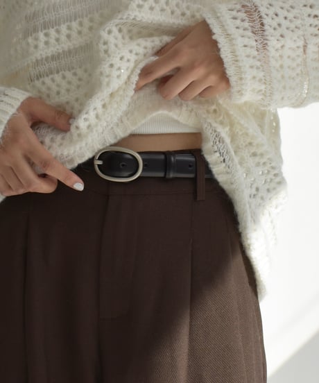 Oval Buckle Leather Belt be1913-100