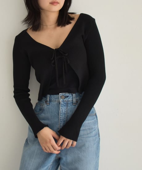 Rib Knit Ribbon Cardigan t1911-269