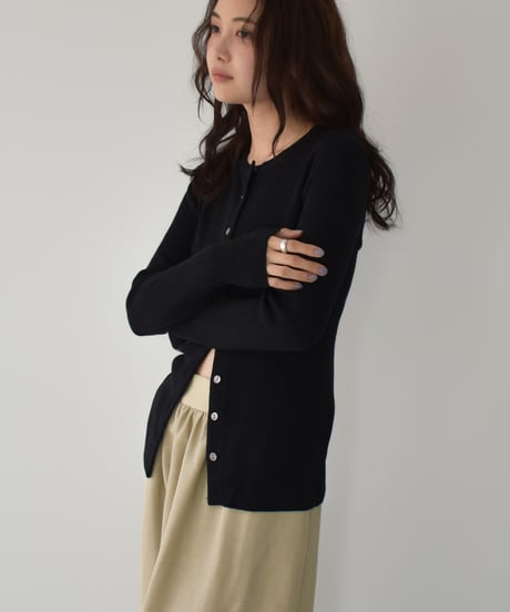 Crew Neck Rib Kint Cardigan t1911-350