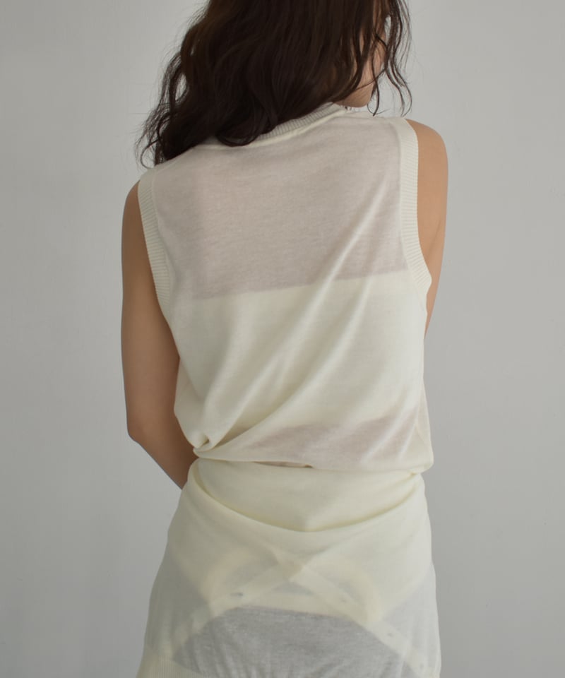 トップス cizzato Ensemble Sheer Knit Tops Sheer Knit Top (Q725KU-OFF-WHITE)