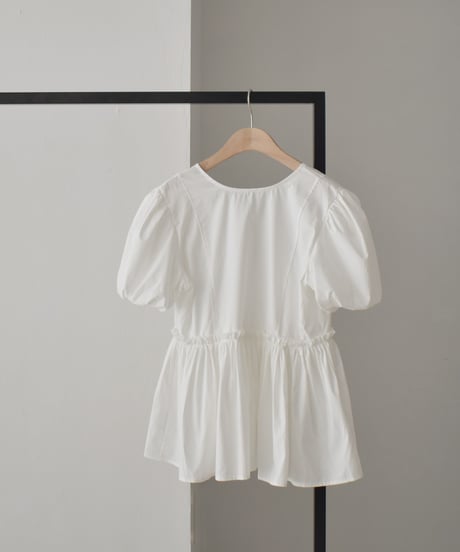 Front Ribbon Puffsleeve Blouse t1911-359