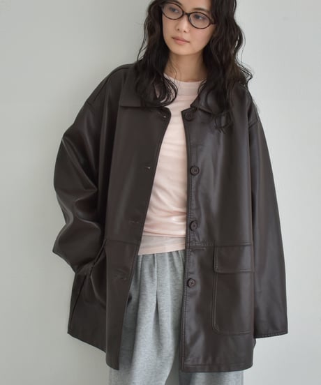 Fake Leather Over Jacket t1911-498