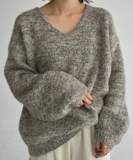Melange Vneck Loose Knit t1911-485
