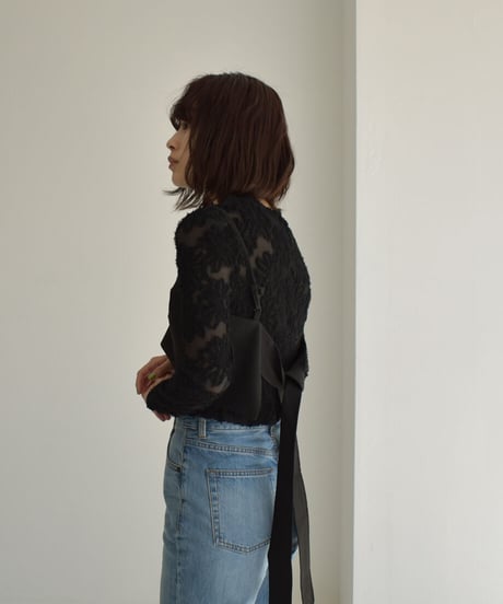 Sheer Flower Jacquard Tops t1911-179