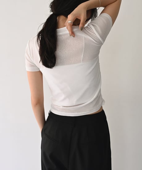 Tuck Drape Sheer Tops t1911-545