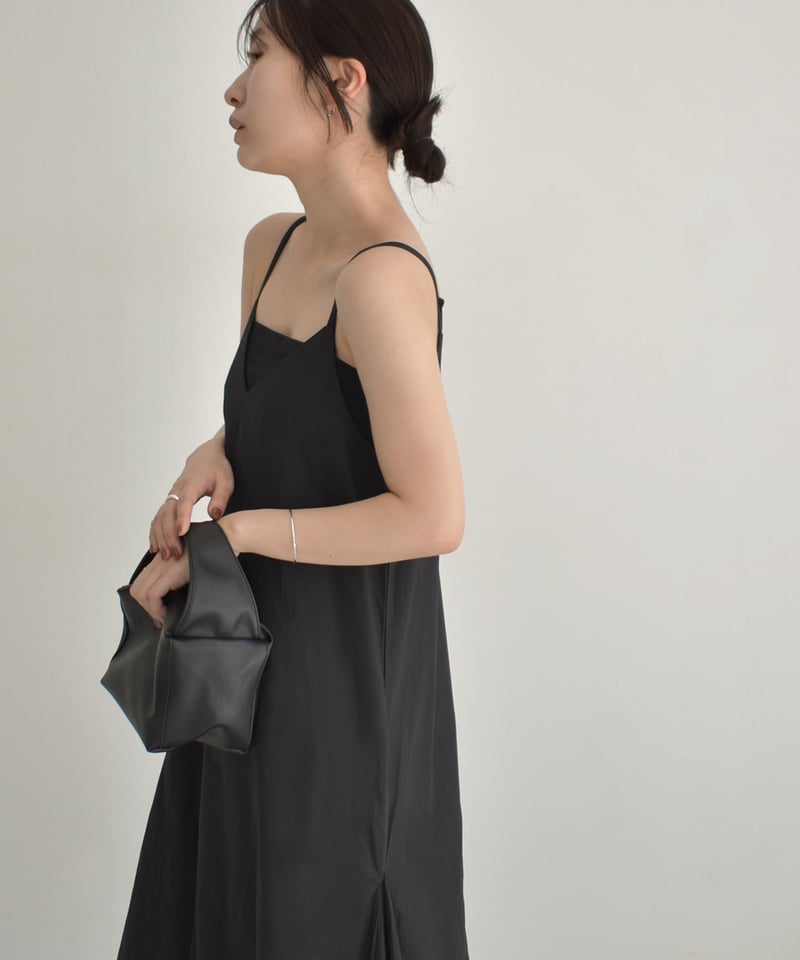 Satin Gather Camisole One-piece ブラック gather satin camisole onepiece | Katrin TOKYO