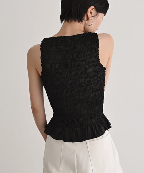 Shirring Nosleeve Tops t1911-557