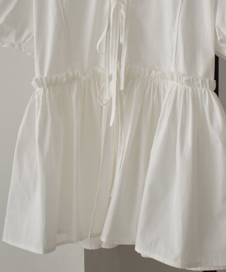 Front Ribbon Puffsleeve Blouse t1911-359