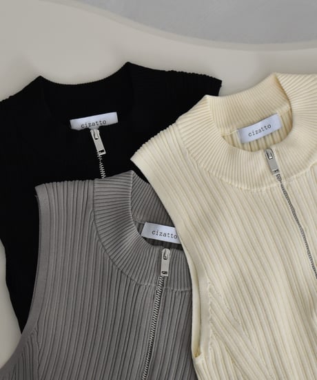 Half Zip Nosleeve Knit Tops t1911-289