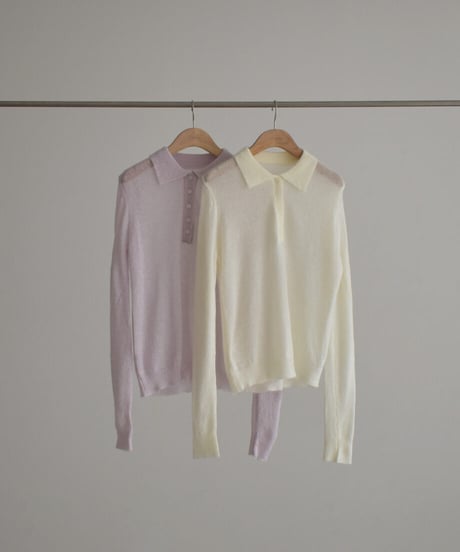Sheer Polo Knit Tops t1911-571
