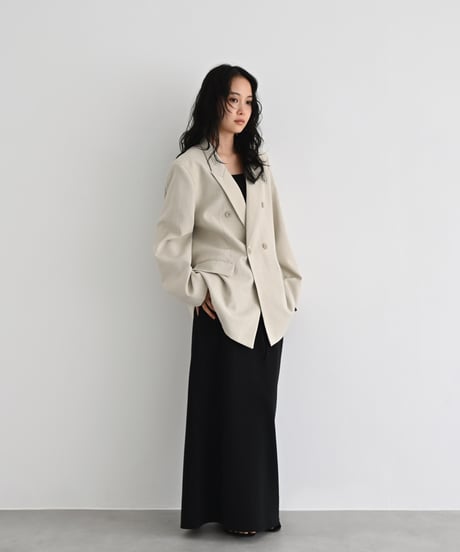 Linen Mix Double Breasted Jacket（Light beige） t1911-518