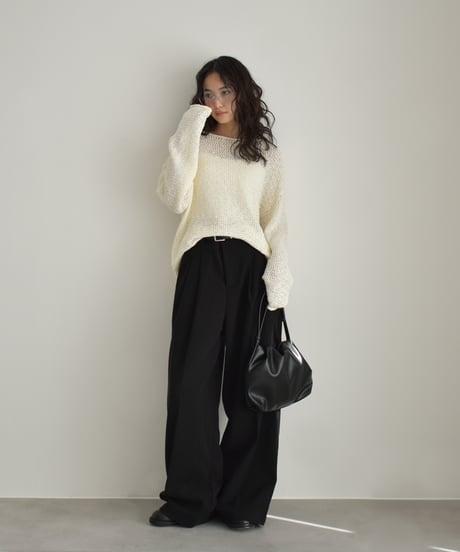 Wool Like Tuck Pants（Black）bo2000-182