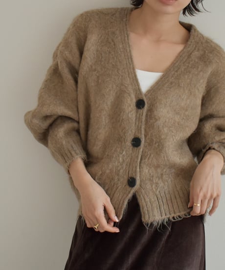 Vneck Shaggy Knit Cardigan t1911-491
