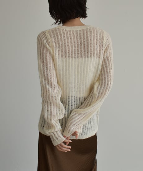 Wool Sheer Stripe Kit Tops t1911-459