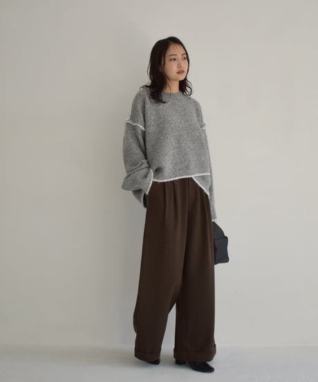 Wool Like Tuck Wide Pants bo2000-137
