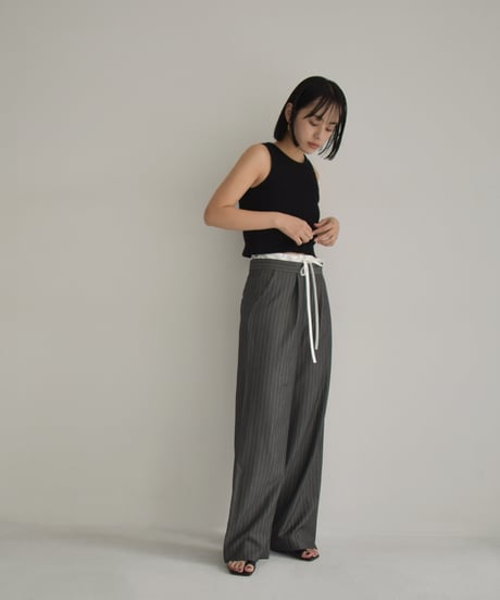 Double Waist Stripe Tuck Pants bo2000-116