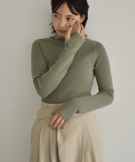 Thumbhole Turtleneck Knit Tops t1911-235