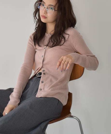Crew Neck Rib Kint Cardigan t1911-350