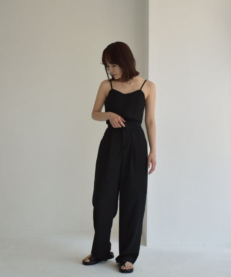 Highwaist Tuck Pants（Black）【セットアップ着用可能】 bo2000-83