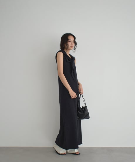 Stole Set Nosleeve Knit Onepiece op-0202009561