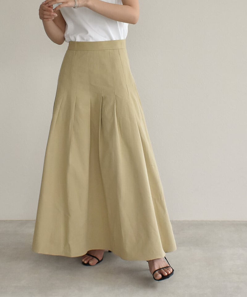 Pleats Flare Long Skirt | cizatto