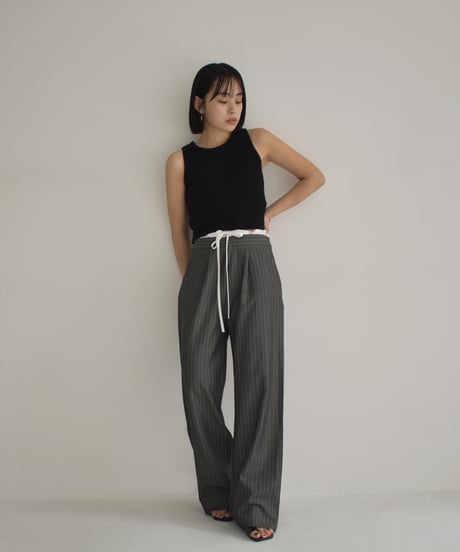 Double Waist Stripe Tuck Pants bo2000-116