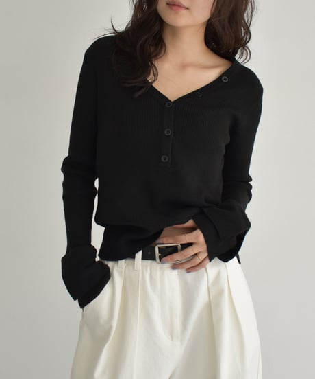 Design Sleeve Rib Knit Tops t1911-354