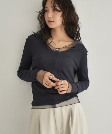 Tulle Layered Rib Tops t1911-438