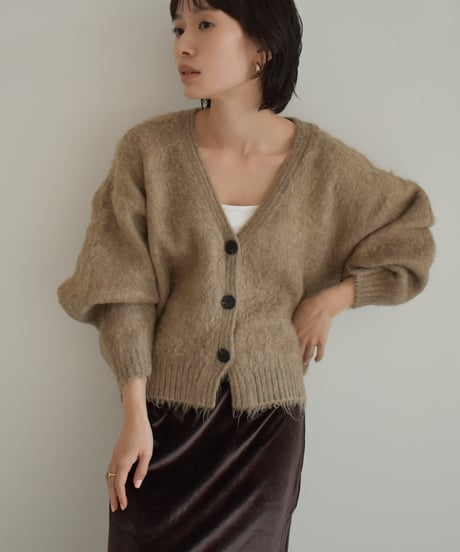 Vneck Shaggy Knit Cardigan t1911-491