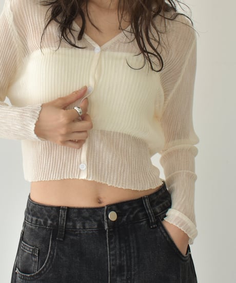 Sheer Rib Knit Cardigan t1911-386