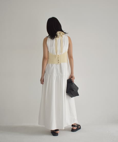 Halterneck Ribbon Knit Tops t1911-283