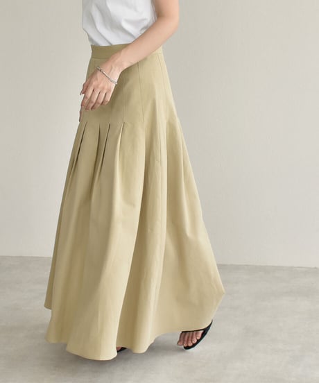 Pleats Flare Long Skirt bo2000-44