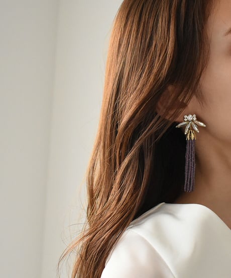 Crystal Beads Tassel Pierce/Earring a2020-02