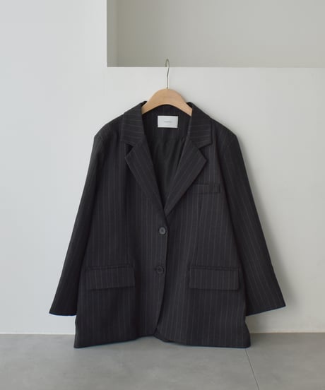 Over Size Stripe Jacket (Dark gray）t1911-517