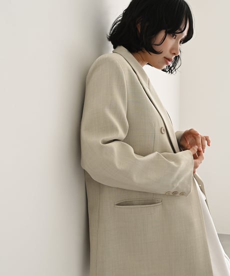 Linen Mix Double Breasted Jacket（Light beige） t1911-518