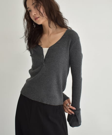 Design Sleeve Rib Knit Tops t1911-354