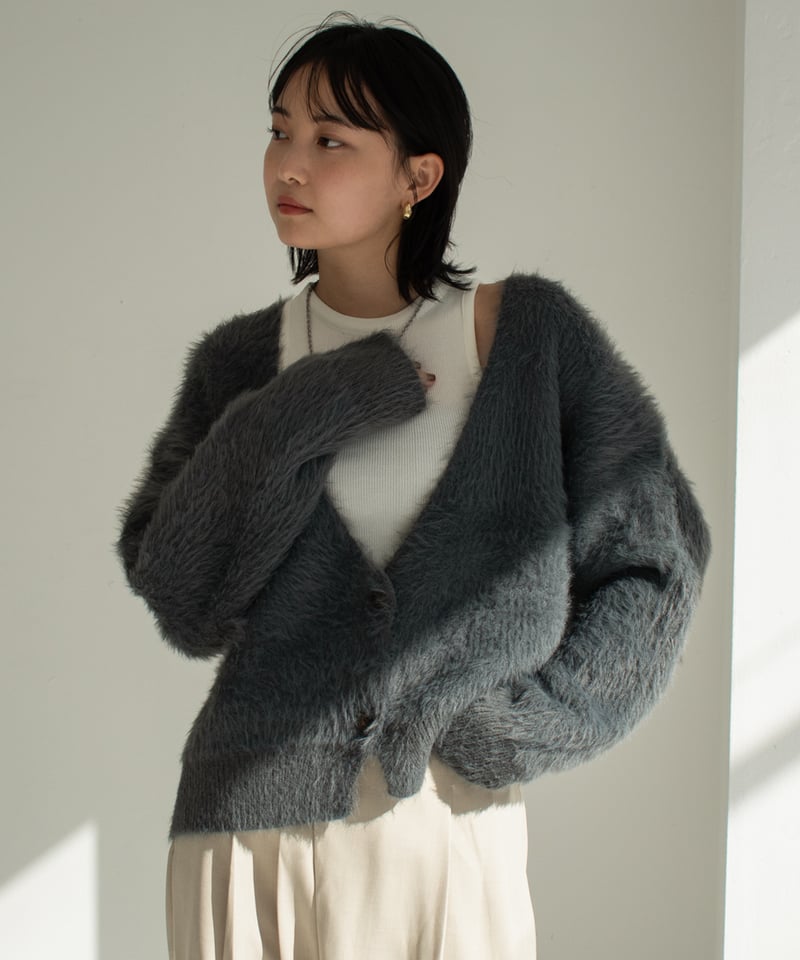 Deep Vneck Shaggy Cardigan t1911-234 | cizatto