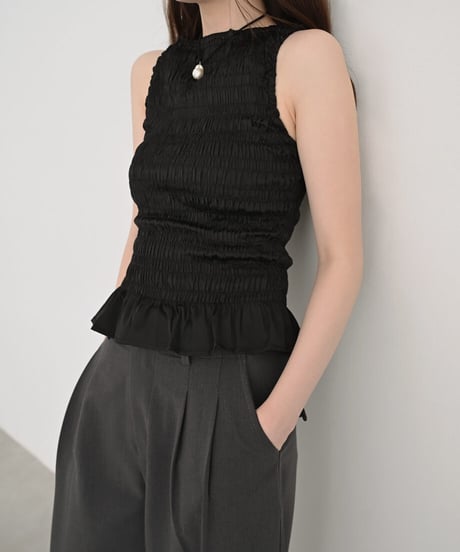 Shirring Nosleeve Tops t1911-557
