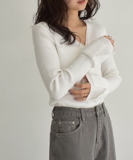 Design Sleeve Rib Knit Tops t1911-354