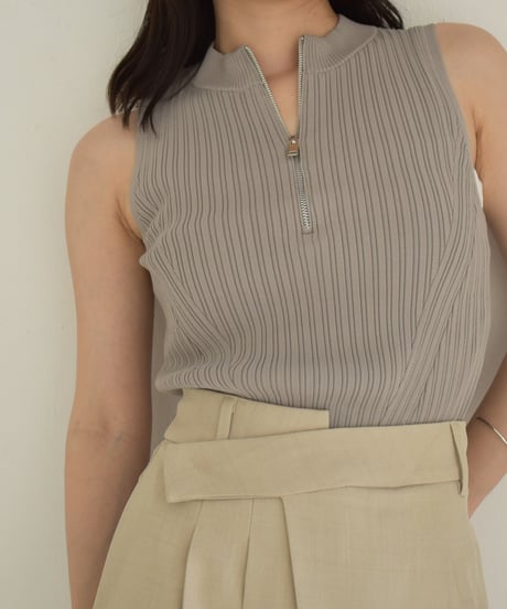 Half Zip Nosleeve Knit Tops t1911-289