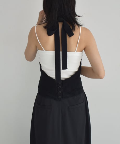 Halterneck Ribbon Knit Tops t1911-283