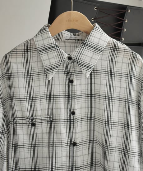 Sheer Loose Check Shirt t1911-457