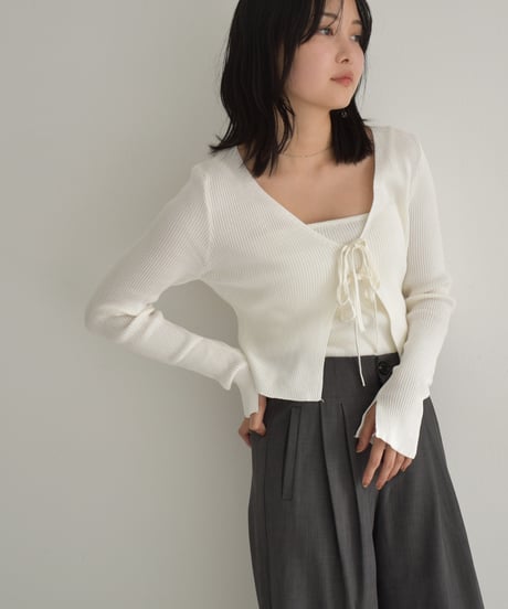 Rib Knit Ribbon Cardigan t1911-269