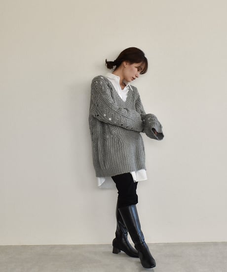 Openwork Vneck Knit t1911-94
